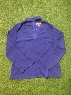 Emma & Posh Royal Blue V-Neck Blouse